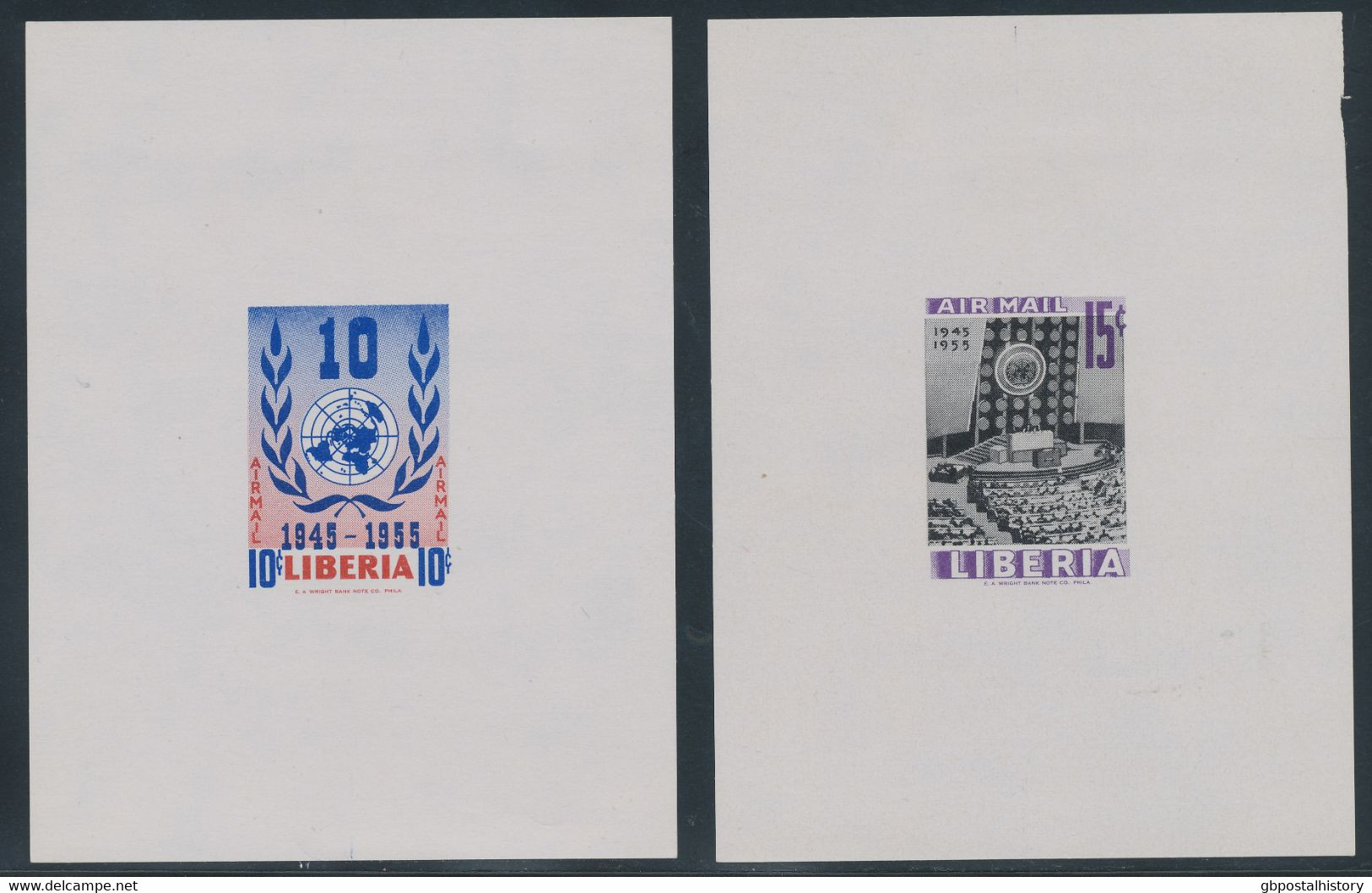LIBERIA 1955 10 Years United Nations Superb Set M/M VARIETIES: IMPERFORATED MS - Liberia