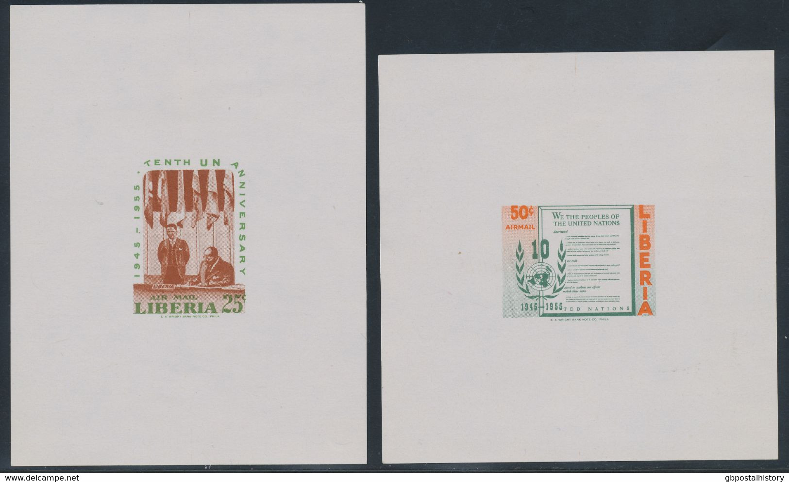 LIBERIA 1955 10 Years United Nations Superb Set M/M VARIETIES: IMPERFORATED MS - Liberia