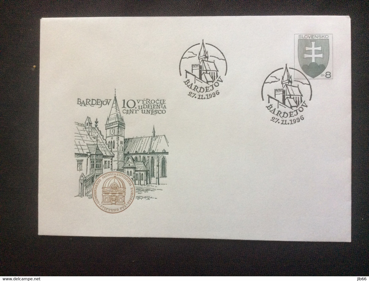 1996 : Bardejov Classé Patrimoine Mondial De L' UNESCO COB 17 Michel U 17 Oblitéré - Enveloppes