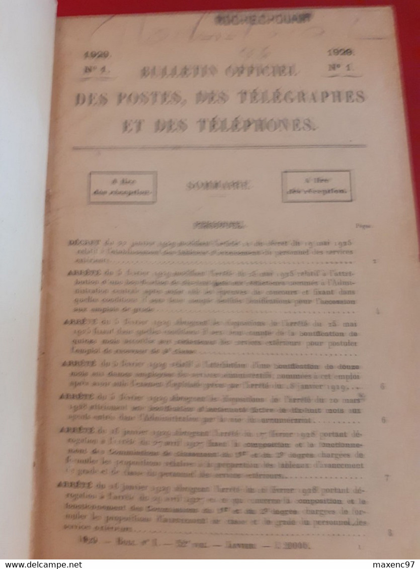 Bulletin Officiel Des Postes Ptt Relié Renseignements Postaux Année 1929 - Postadministraties