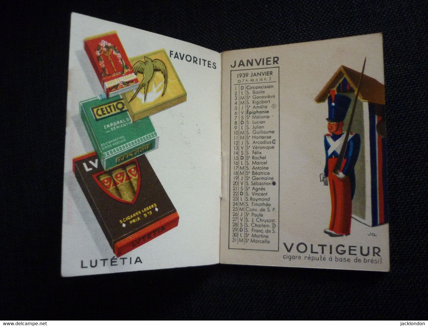 Calendrier Ancien Publicitaire  1939  Tabac Et Allumettes Lutétia Voltigeur Celtique Casque D'or Balto Gitanes - Petit Format : 1921-40