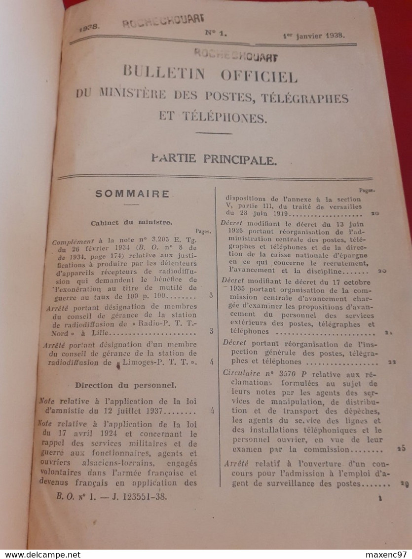 Bulletin Officiel Des Postes Ptt Relié Renseignements Postaux Année 1933 - Administraciones Postales