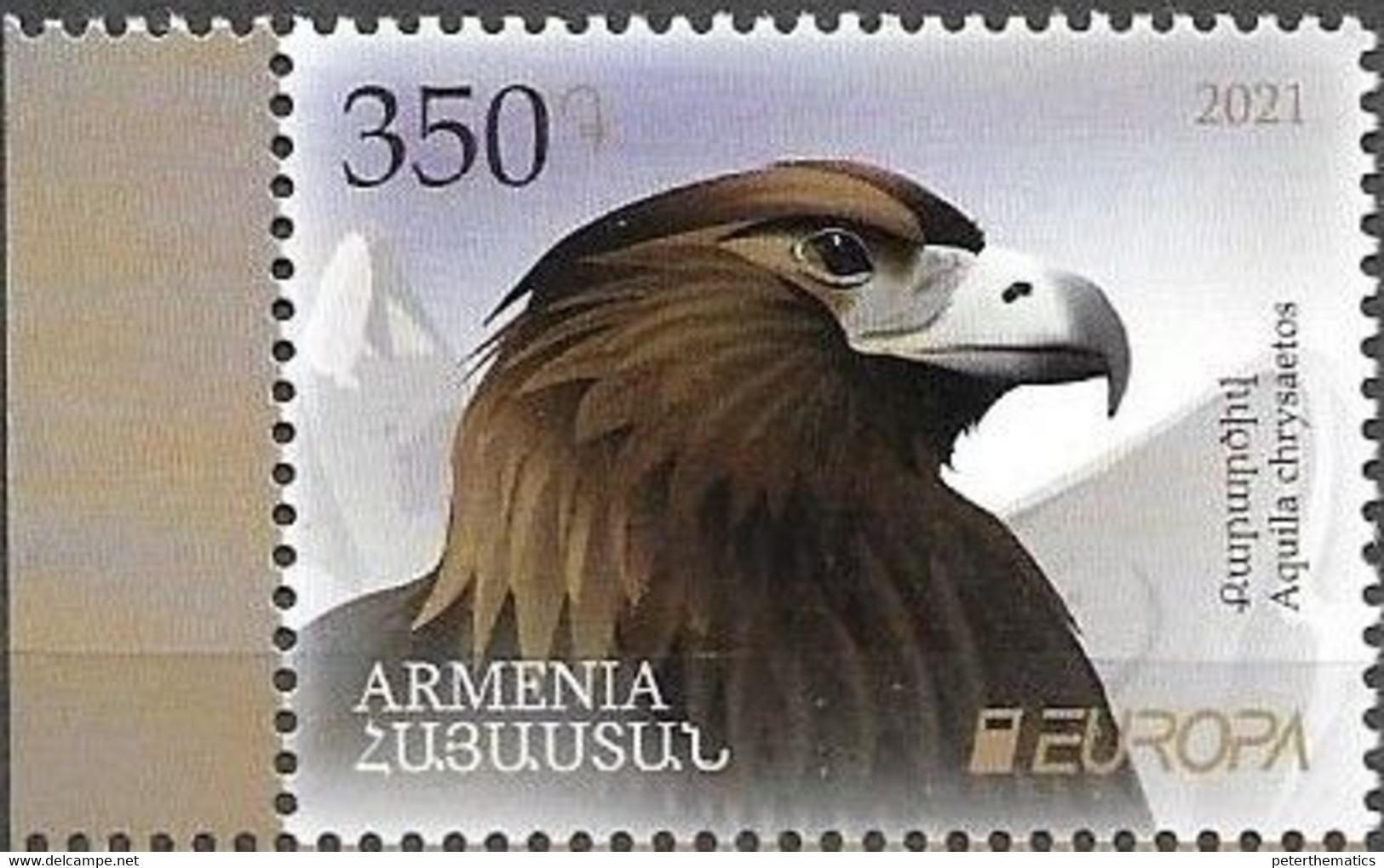 ARMENIA, 2021, MNH, EUROPA, ENDANGERED SPECIES,BIRDS, BIRDS OF PREY, EAGLES,1v - 2021