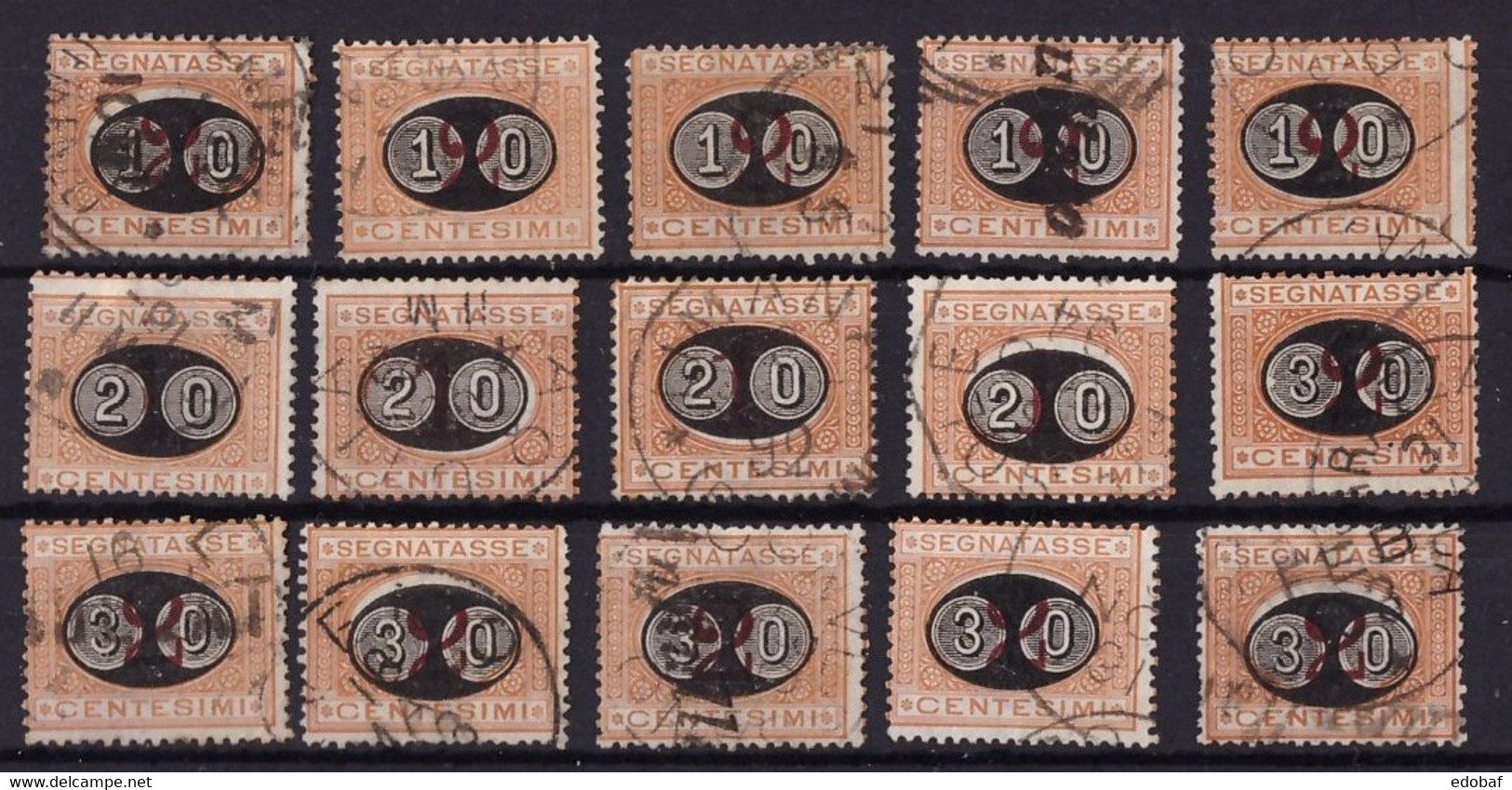 Regno, Lotto Serie Segnatasse Mascherine Del 1890 Usate        -DR13 - Strafport