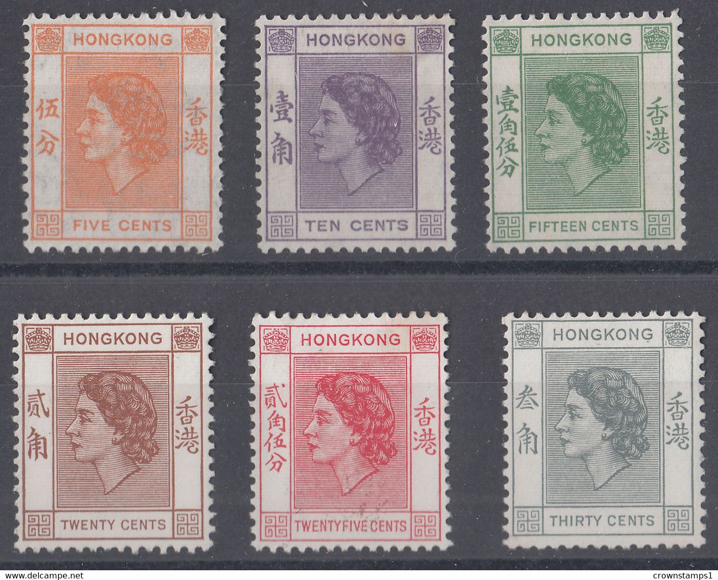 1954-62 HONG KONG QEII DEFINITIVES (SG# 178-183) MH VF - Unused Stamps