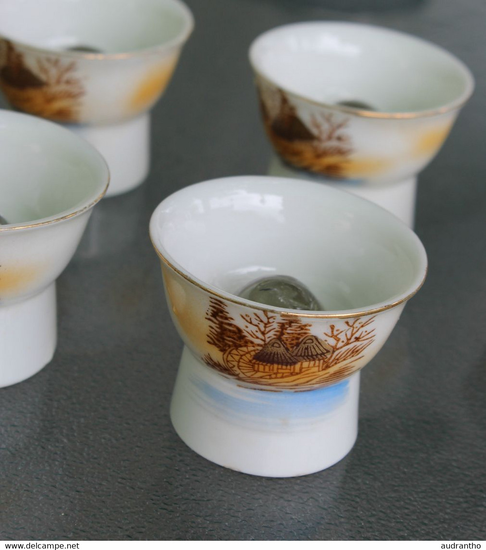 6 Verres A Saké Japonais En Porcelaine Boule Verre Femme érotique Alcool Riz Asie - Cups