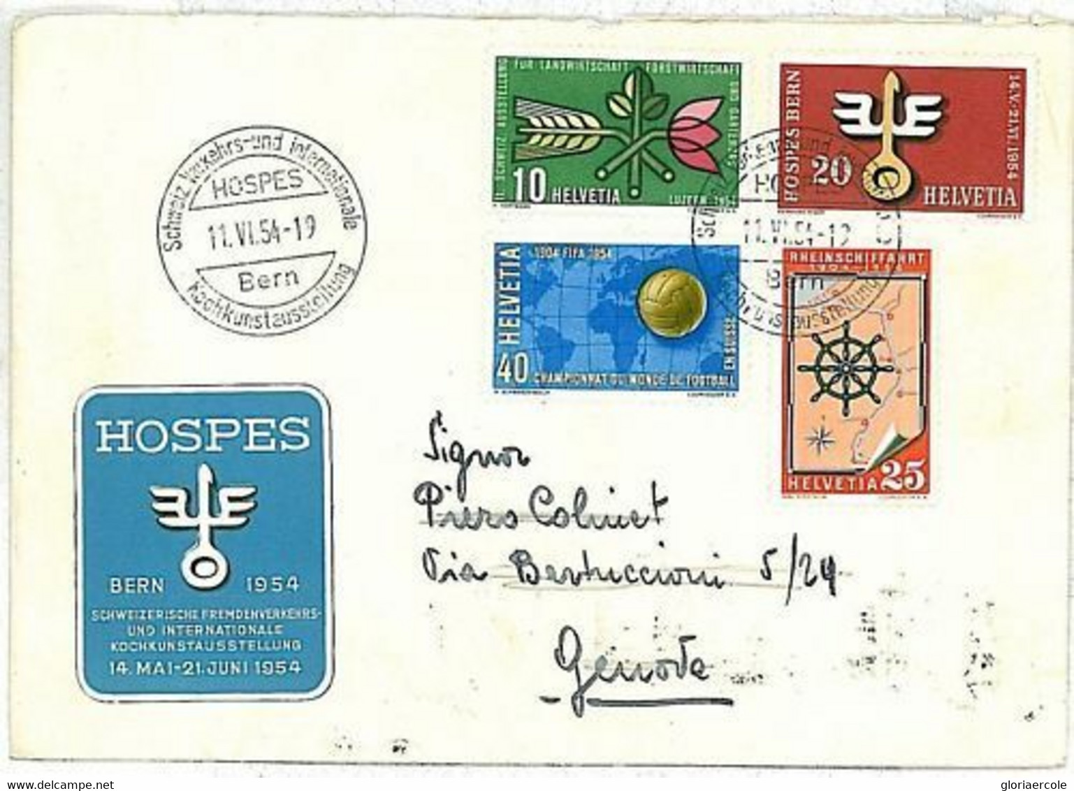 11370 - SWITZERLAND   - POSTAL HISTORY  -  COVER  1954 -  FOOTBALL World Cup - 1954 – Zwitserland