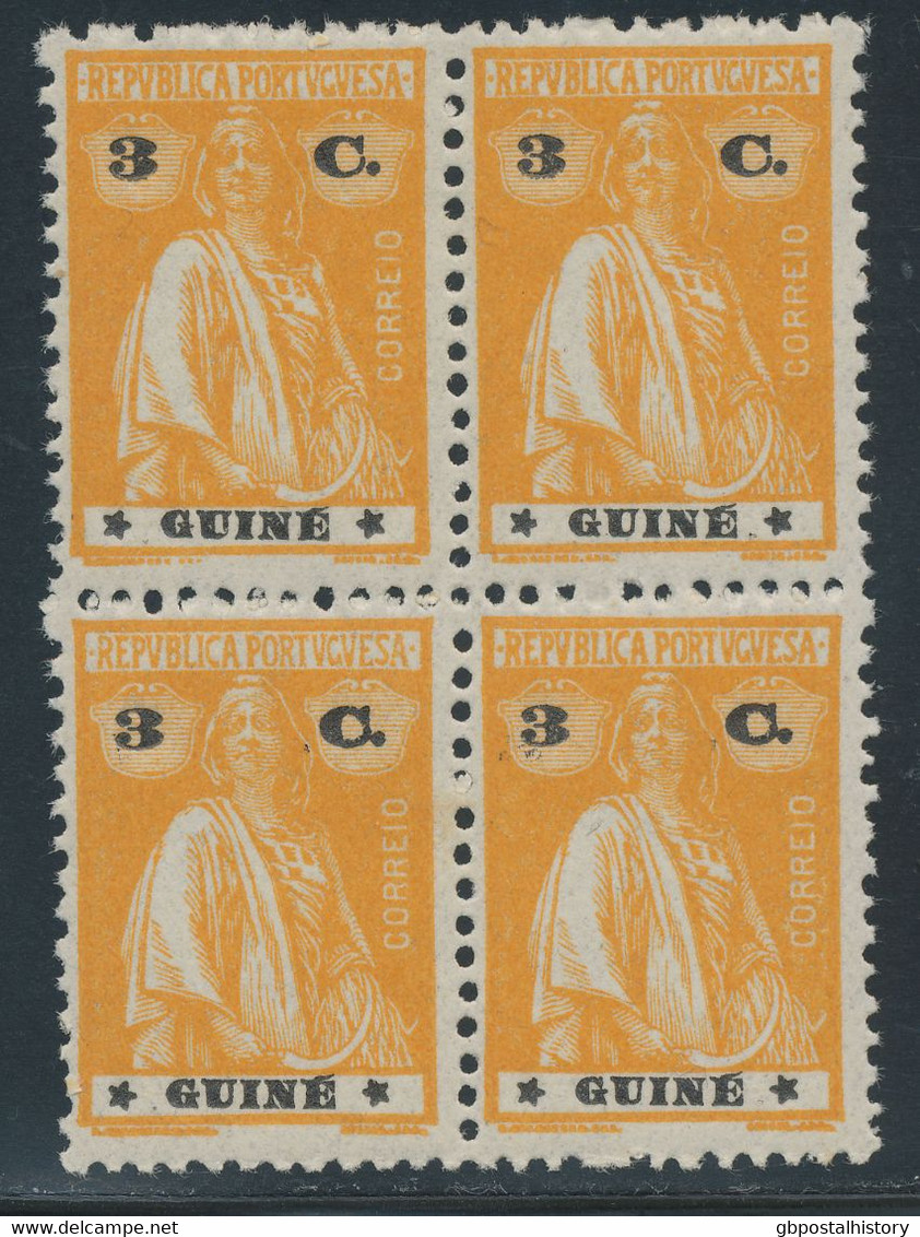 PORTUGUESE GUINEA 1922 Ceres 3C Orange/black U/M Block Of 4 + Other Stamp: VARIETIES - Portugiesisch-Guinea
