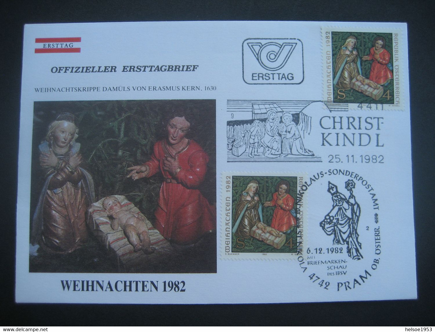 Österreich- Christkindl 25.11.1982, FDC Schmuck-Beleg Mit Sonderstempel Und Stempel Pram 6.12.1982 - Covers & Documents