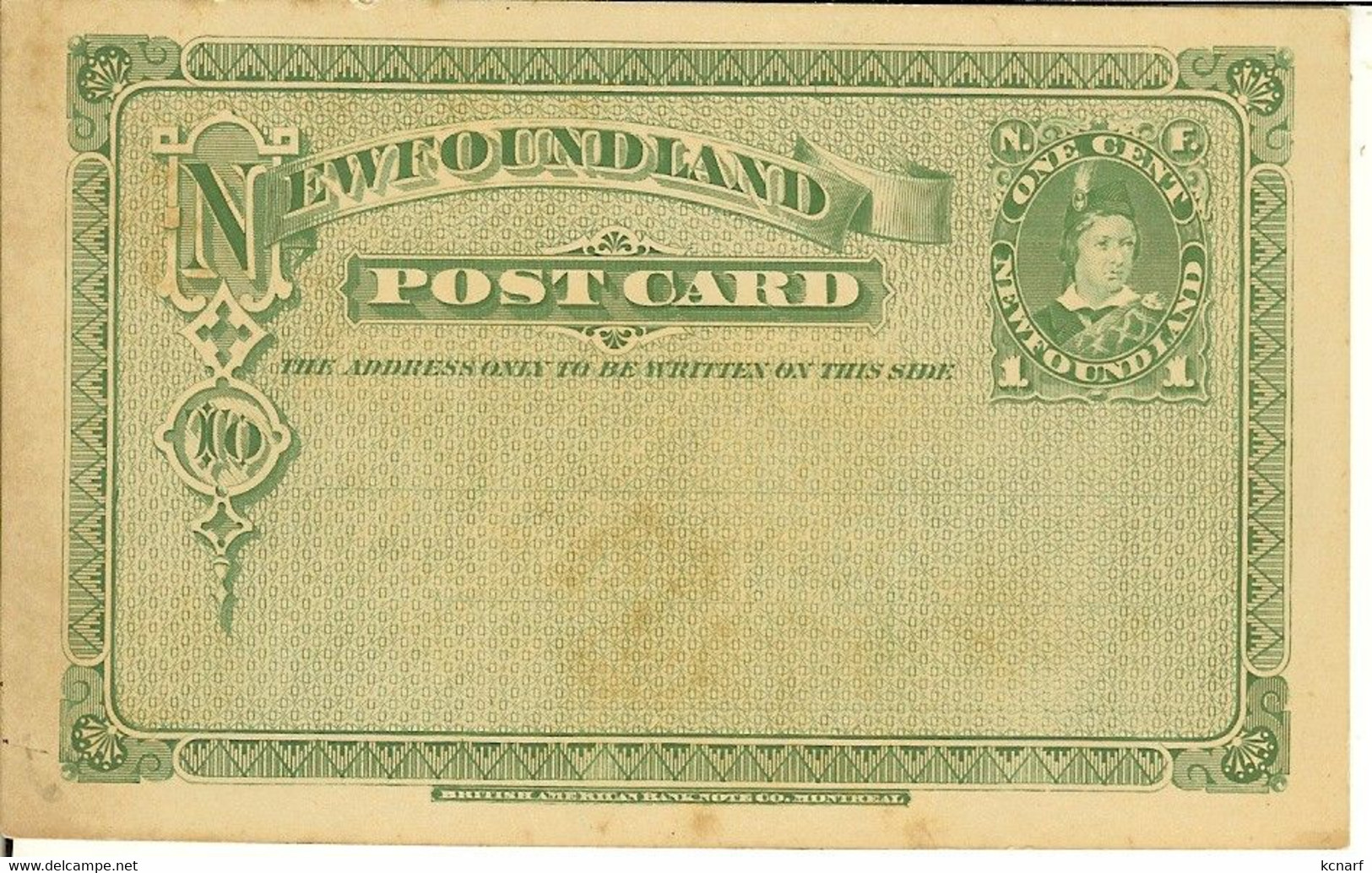 CANADA POST CARD NEWFOUNDLAND One Cent ( Terre-neuve ) - Other & Unclassified