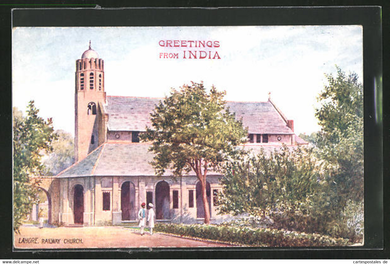 Künstler-AK Lahore, Railway Church - Sonstige & Ohne Zuordnung