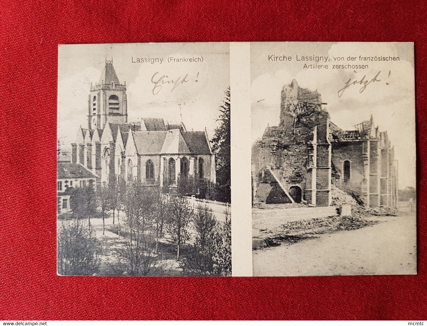 Carte Allemande  -  Lassigny -( Frankreich )  - Kirche Lassigny Von Der Französischen Artillerie Zerschossen - Lassigny