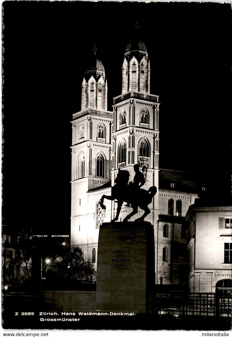 Zürich - Hand Waldmann-Denkmal - Grossmünster (3985) * 1957 - Wald