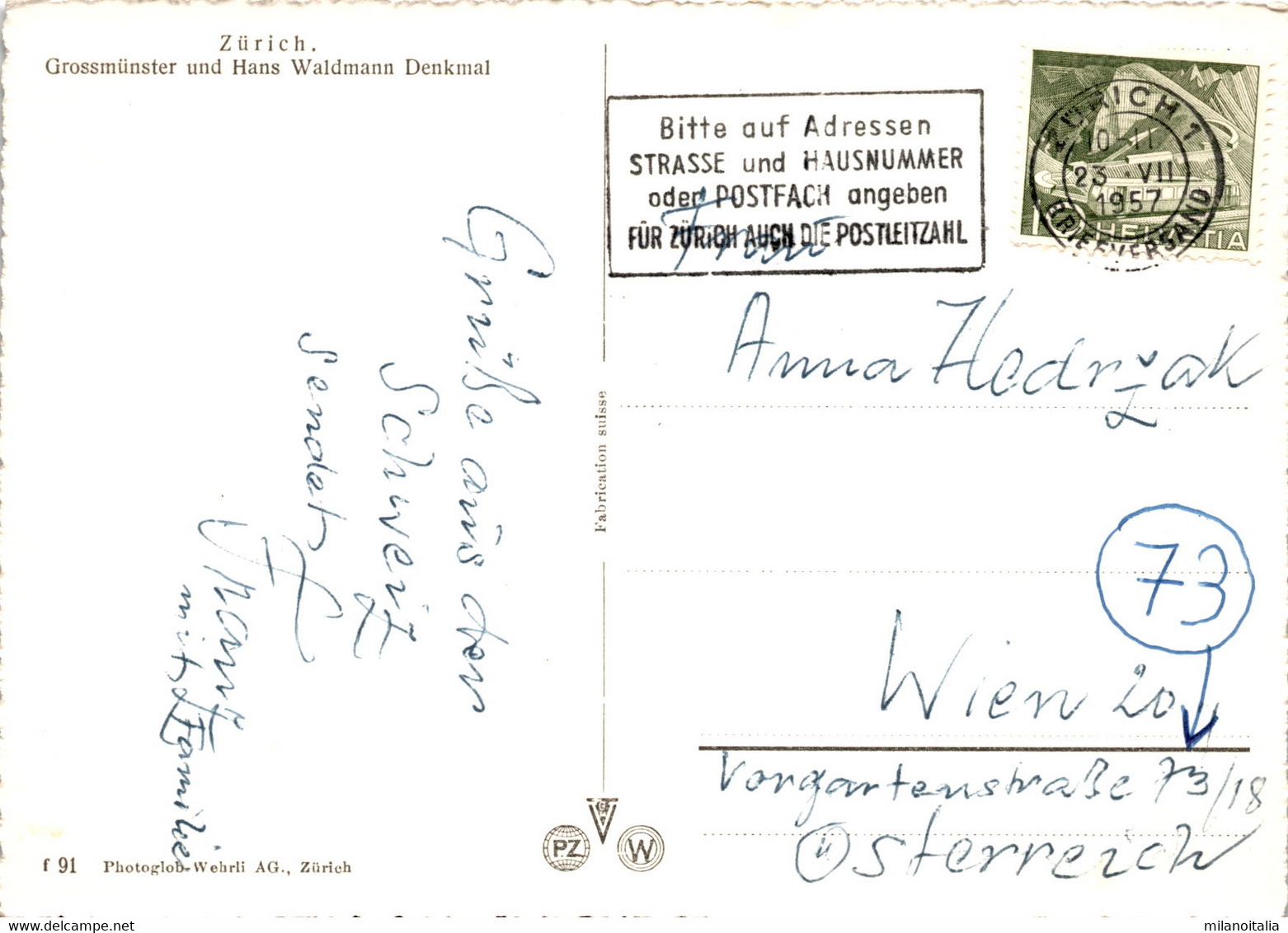 Zürich - Grossmünster Und Hans Waldmann Denkmal (91) * 23. 7. 1957 - Wald