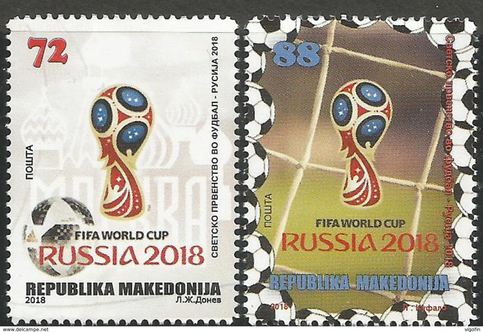 MK 2018-845-6 FIFA CUP RUSSIA-2018, NORD MACEDONIA, 1 X 2v, MNH - 2018 – Russia