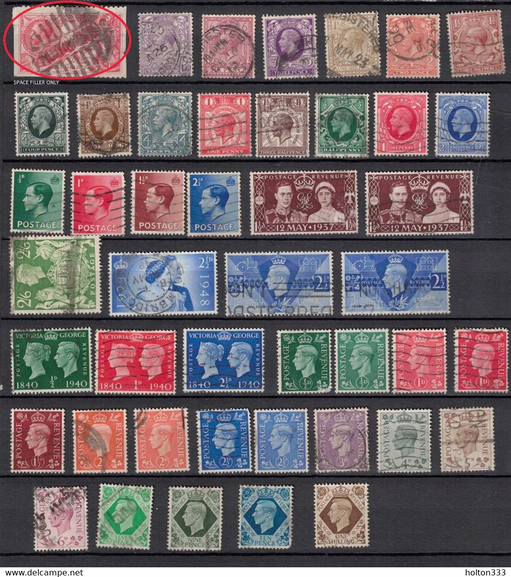 GREAT BRITAIN Selection Of Used KEVII - KGVI Issues With Faults Esp. Seahorse - Autres & Non Classés