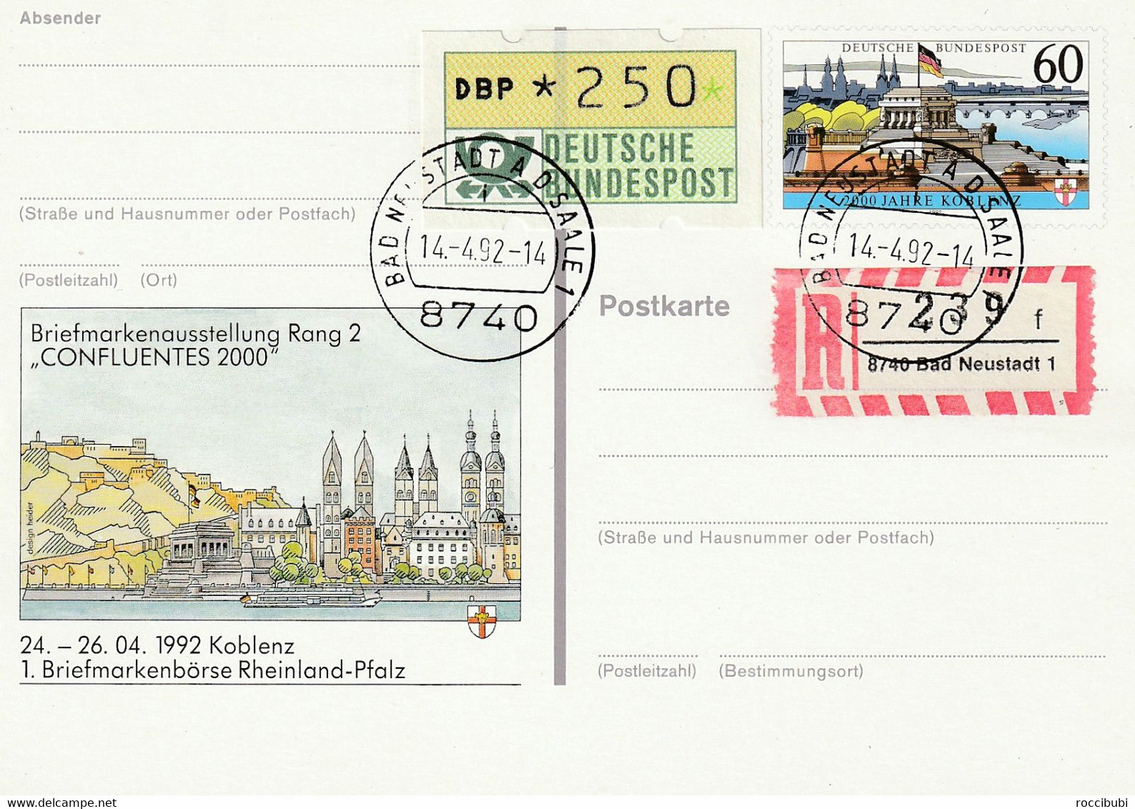 Ganzsache, Postkarte 1992 - Cartes Postales Privées - Oblitérées