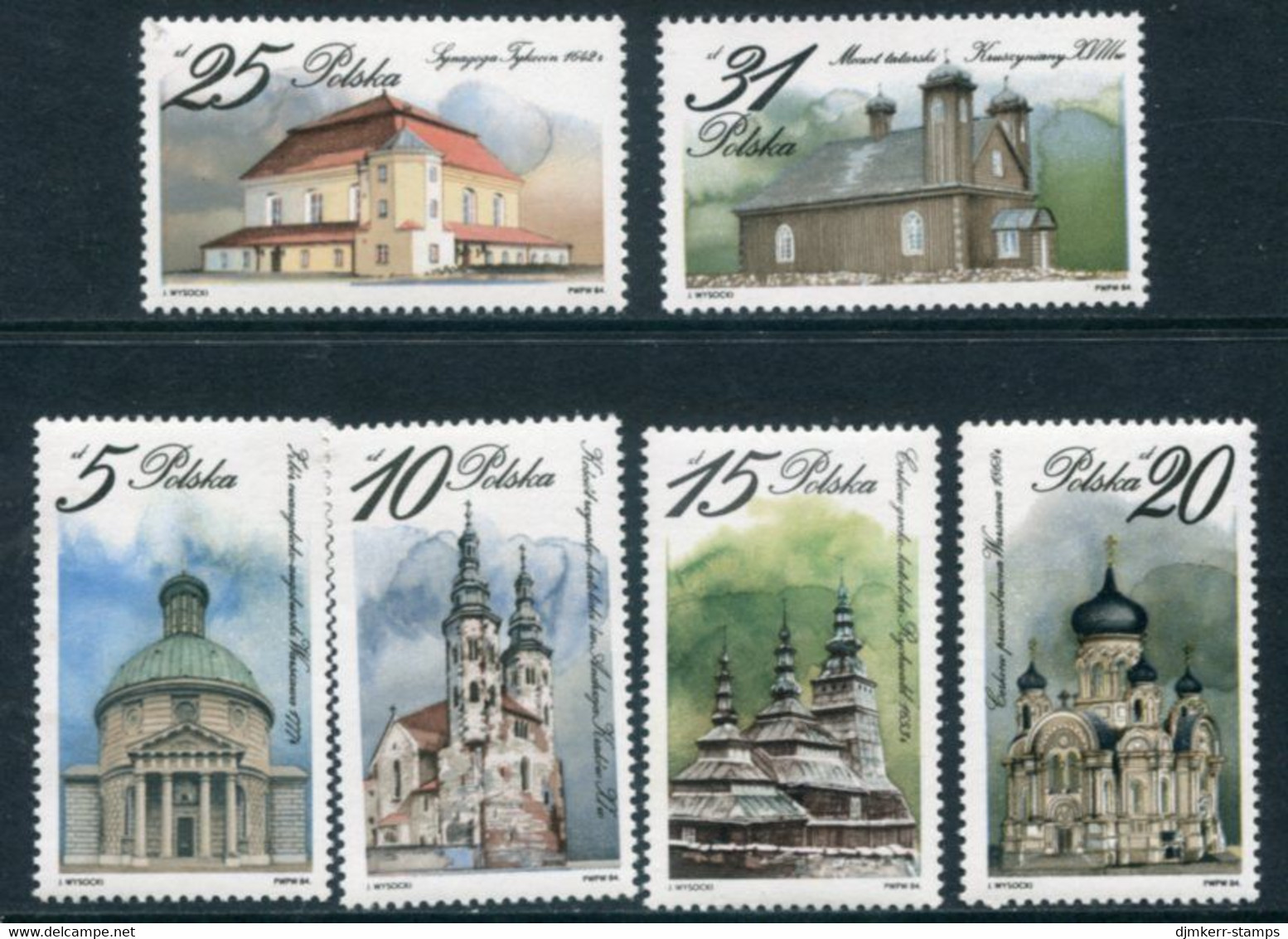POLAND 1984 Religious Buildings MNH / **.  Michel 2954-59 - Unused Stamps