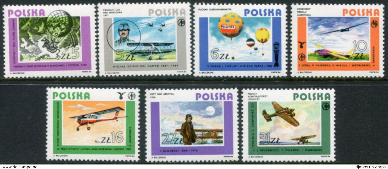 POLAND 1984 History Of Aviation MNH / **.  Michel 2939-45 - Nuevos