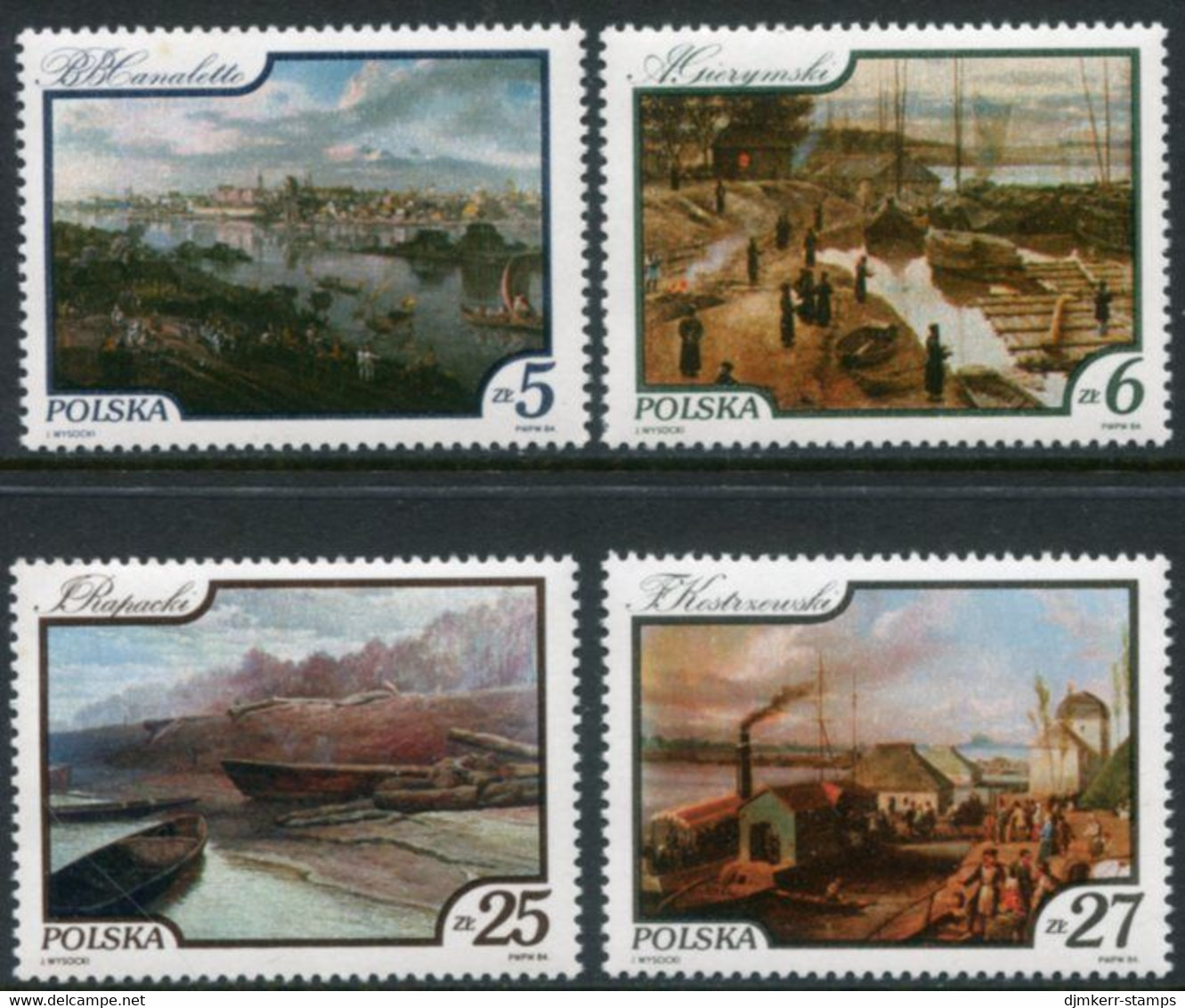POLAND 1984 Vistula Paintings MNH / **.  Michel 2921-24 - Unused Stamps
