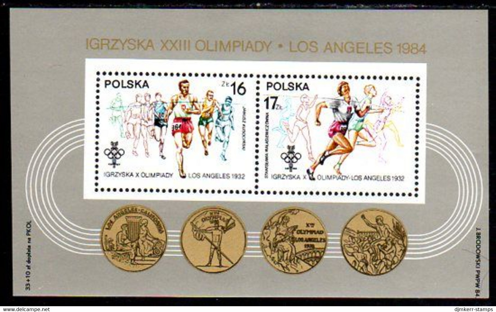 POLAND 1984 Olympic Games Block MNH / **.  Michel Block 94 - Blocks & Sheetlets & Panes