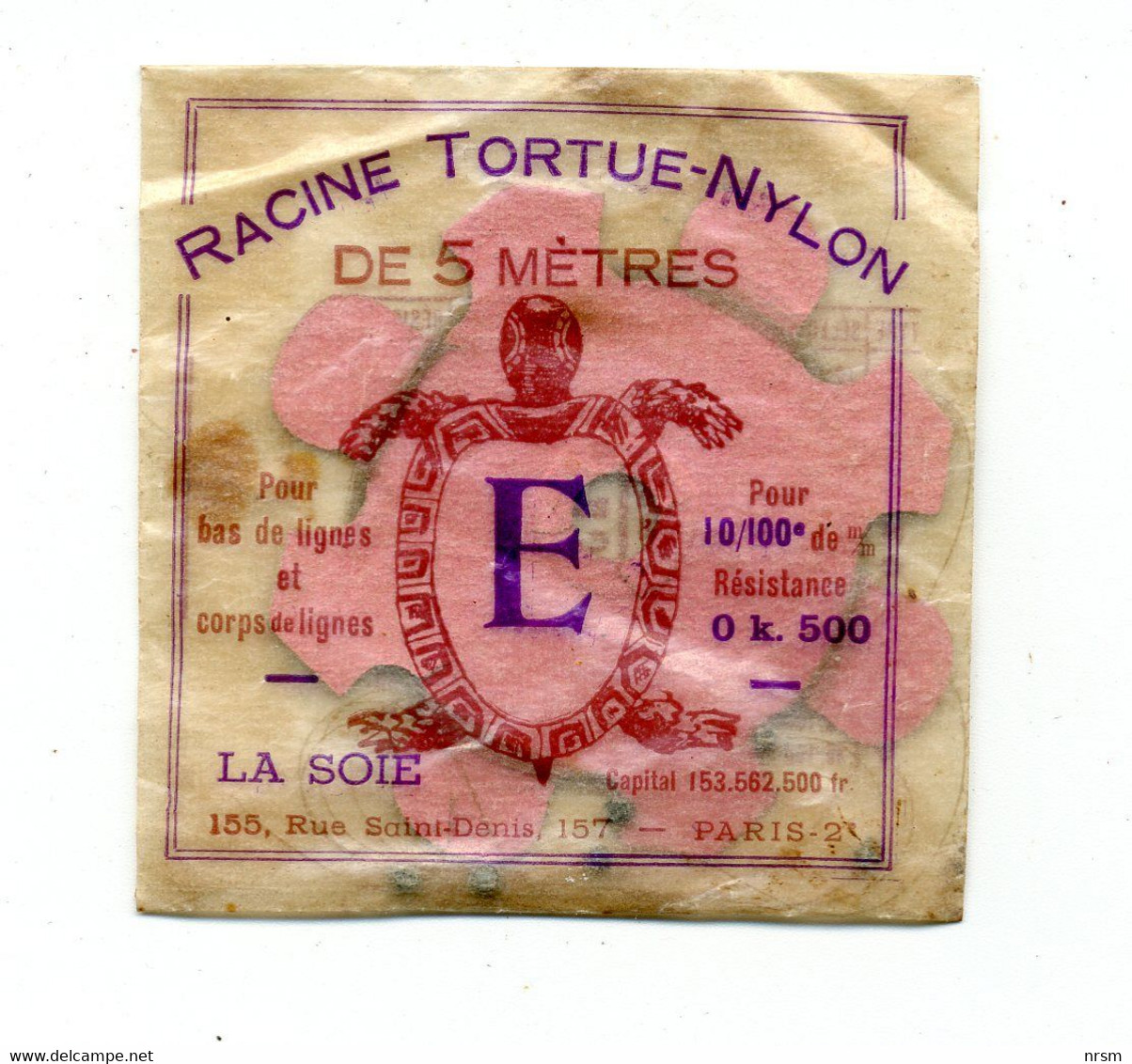 Matériel De Pêche / Collection Thème Pêche / Ancien Sachet De Bas De Ligne Marque : TORTUE - Pêche