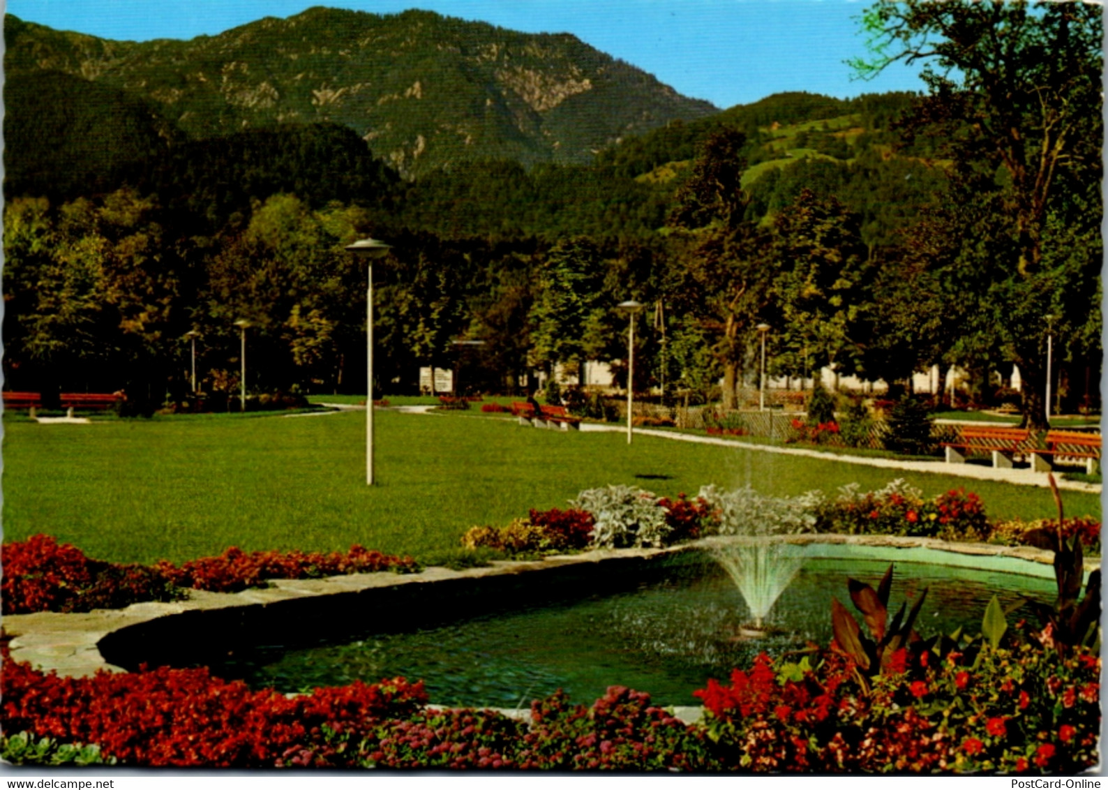 13753 - Oberösterreich - Bad Goisern , Kurpark Gegen Kalm Berg , Brunnen , Springbrunnen - Gelaufen 1980 - Bad Goisern