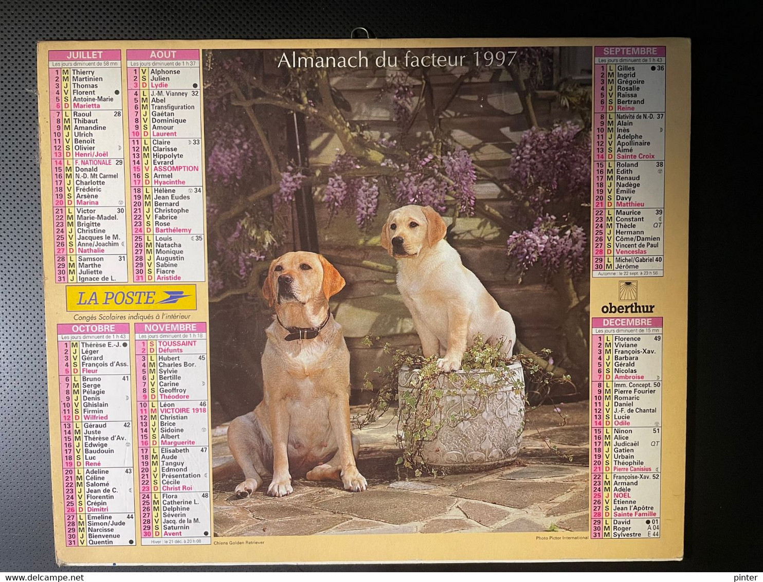 CALENDRIER - ALMANACH Du FACTEUR 1997 - SEINE ET MARNE - CHIENS - Grand Format : 1991-00