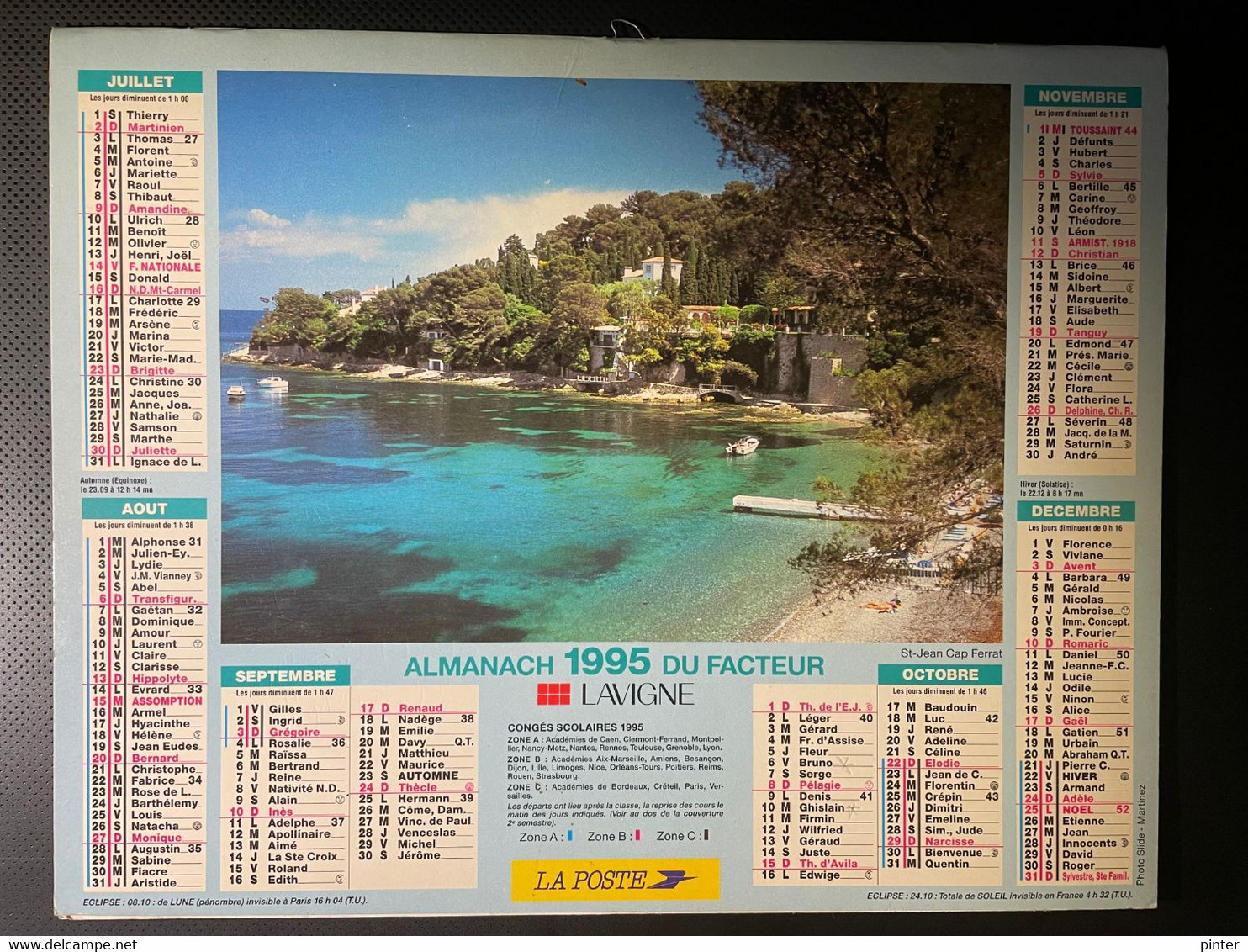 CALENDRIER - ALMANACH Du FACTEUR 1995  - SEINE ET MARNE - CHIENS Et CHATS - Grand Format : 1991-00