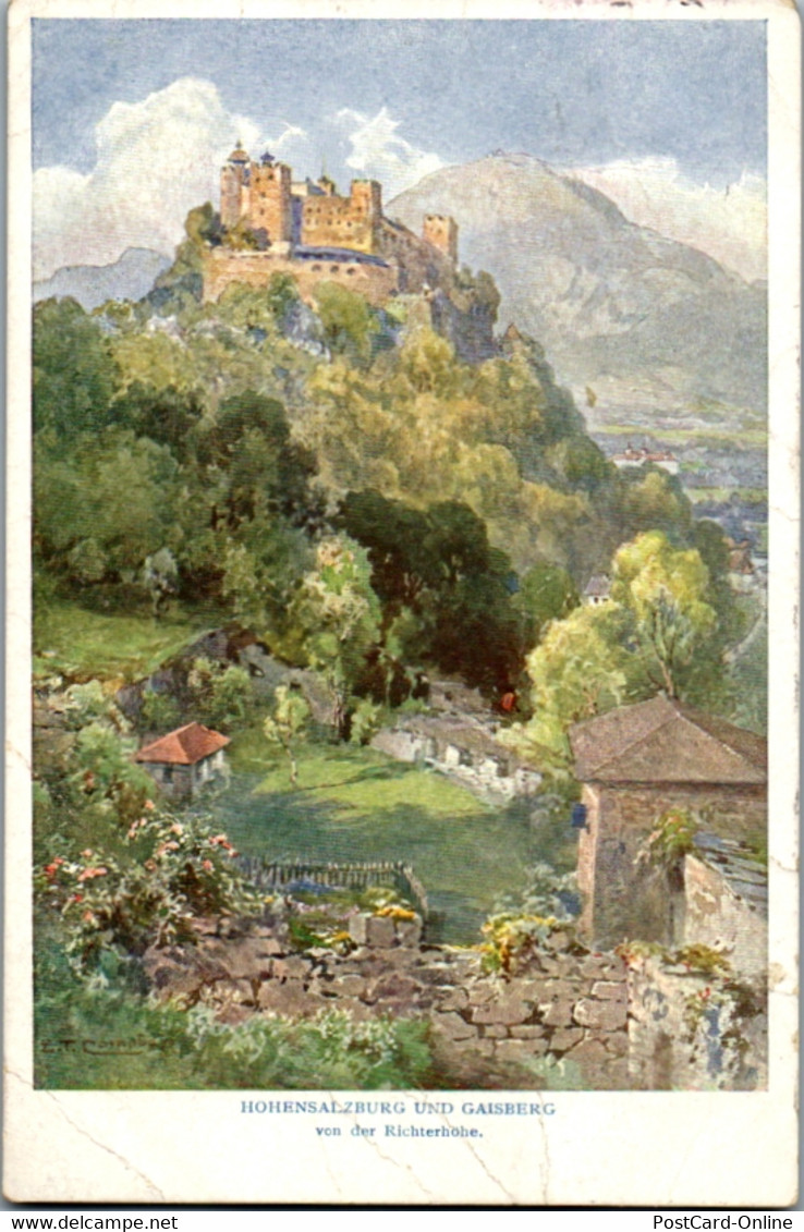 14337 - Künstlerkarte - Hohensalzburg Und Gaisberg Von Der Richterhöhe , Signiert E. T. Compton - Gelaufen 1917 - Compton, E.T.