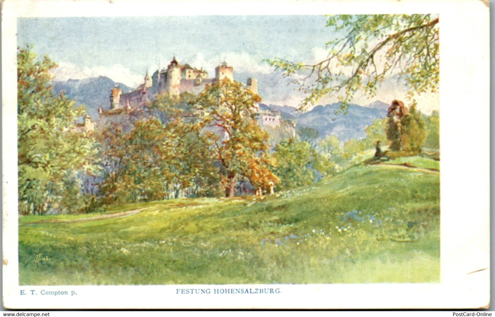 14338 - Künstlerkarte - Festung Hohensalzburg , Signiert E. T. Compton - Gelaufen - Compton, E.T.