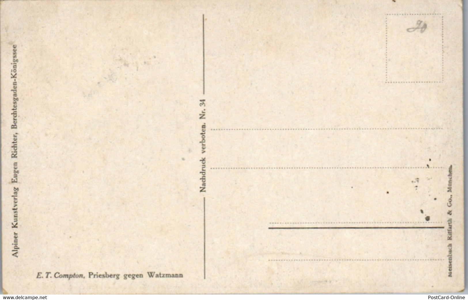 14517 - Künstlerkarte - Priesberg Gegen Watzmann , Signiert E. T. Compton - Nicht Gelaufen - Compton, E.T.