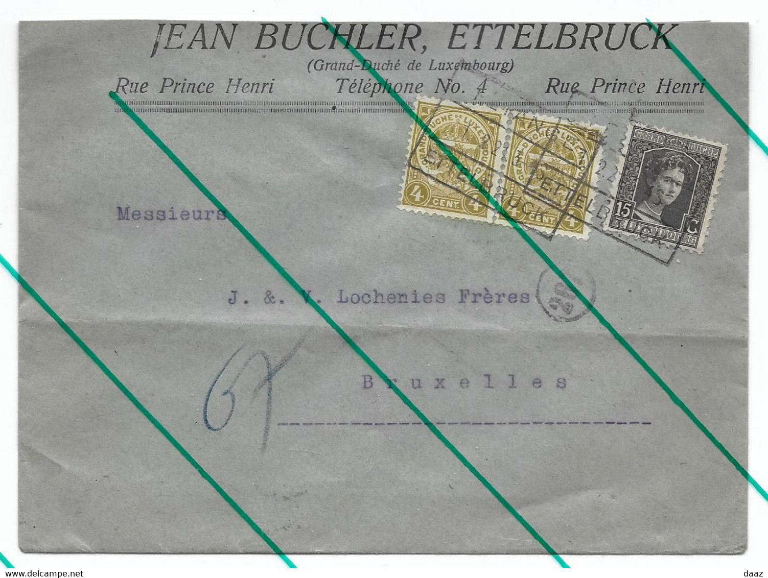 Grand Duché Luxembourg Enveloppe En-tête J.Buchler Cachet Ambulant Pétange Ettelbruck - Autres & Non Classés