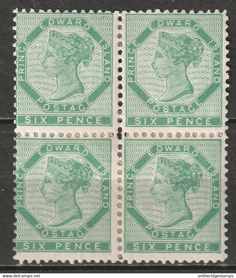 Prince Edward Island 1862 Sc 7 Mi 8 Block MH* Creases Reinforced Perfs - Unused Stamps