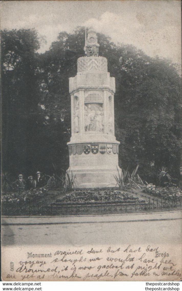 NETHERLANDS HOLLAND Noord-Brabant BREDA MONUMENT POSTALLY USED 1905 UNDIVIDED BACK - Breda