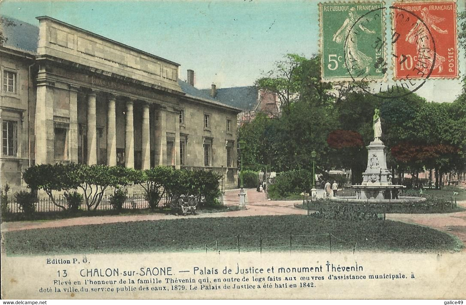 4996 CPA Chalon Sur Saone - Palais De Justice Et Monument Thévenin - Chalon Sur Saone
