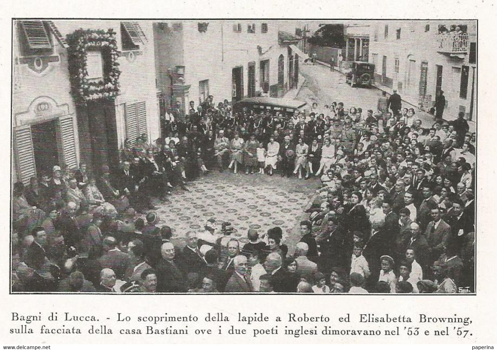 BAGNI DI LUCCA  LO SCOPRIMENTO DELLA LAPIDE A ROBERTO ED ELISABETTA BROWING RITAGLIO DI GIORNALE DEL 1930 (9) - Other & Unclassified