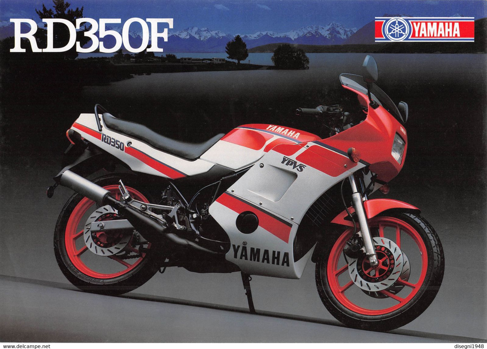 09864 "YAMAHA RD350F"  VOLANTINO ILLUSTRATO ORIGINALE - Motor Bikes