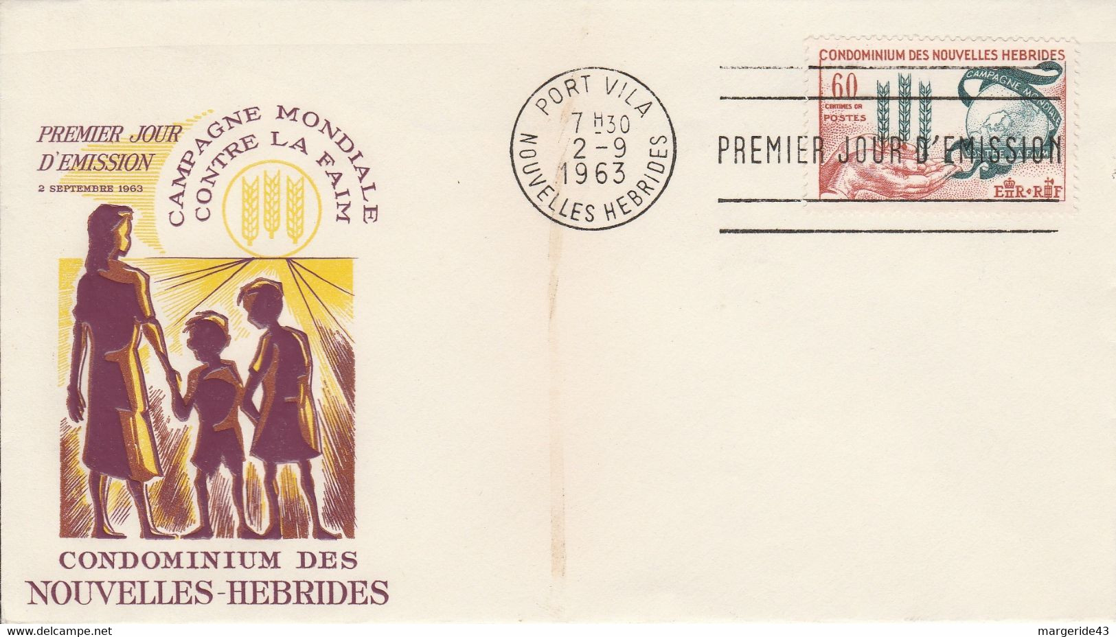 NOUVELLES HEBRIDES FDC 1963 CAMPAGNE CONTRE LA FAIM - Lettres & Documents