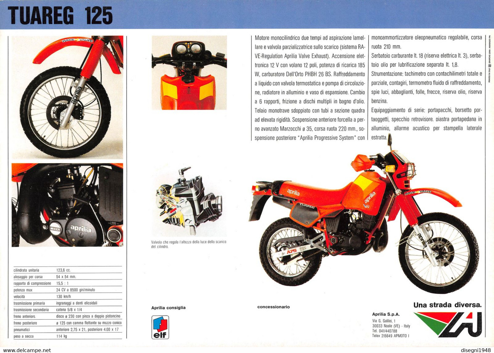 09866 "APRILIA TUAREG 125"  VOLANTINO ILLUSTRATO ORIGINALE - Moto