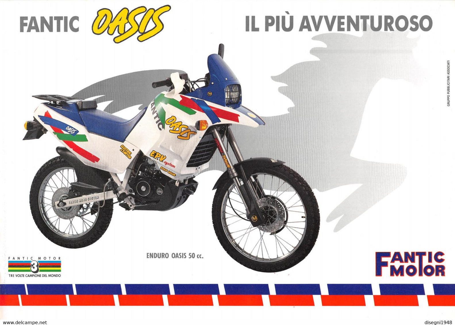 09867 "FANTIC ENDURO OASIS 50 CC."  VOLANTINO ILLUSTRATO ORIGINALE - Motos