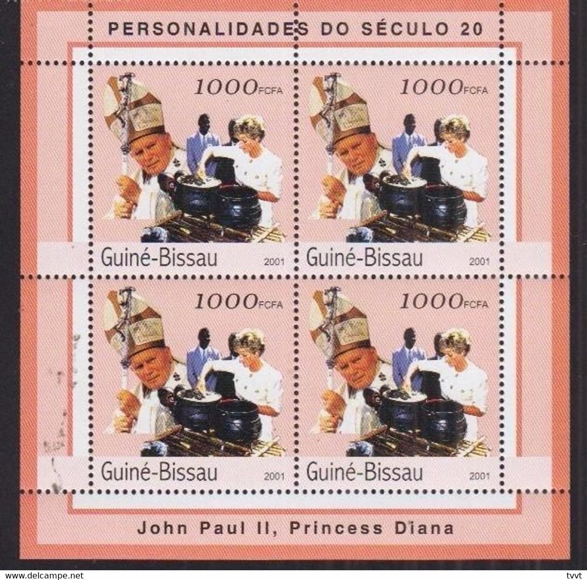 Guinea-Bissau, 2001. [gb1406] Pope John Paul II And Princess Diana - Popes