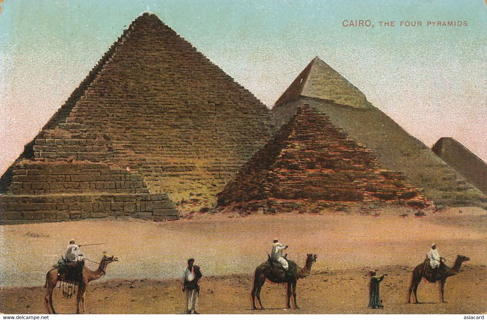 Cairo The Four Pyramids  Hand Colored Lichtenstern Harari Camel Dromadaire - Pyramiden