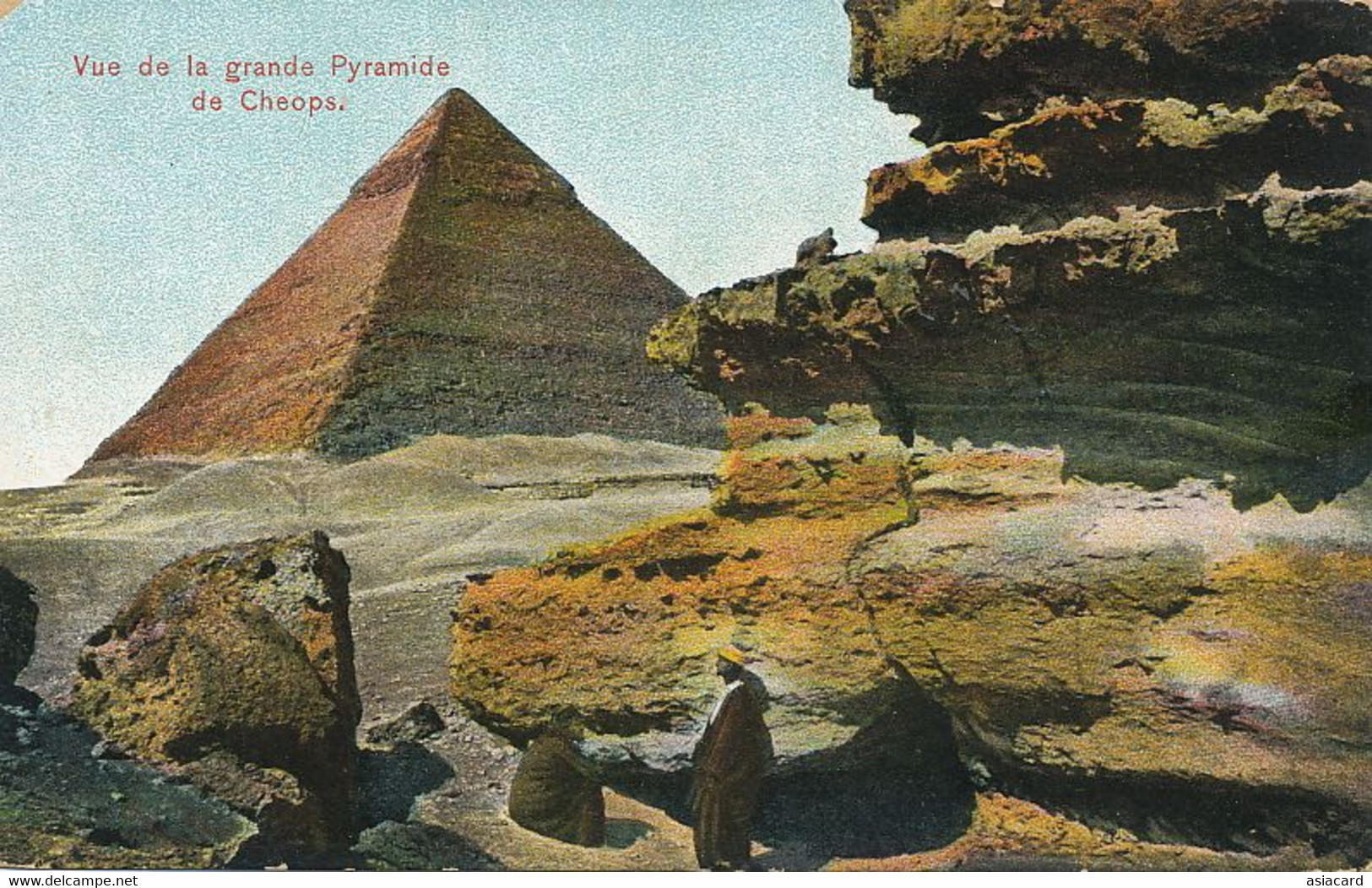 Vue De La Grande Pyramide De Cheops  Hand Colored Max Rudmann - Pyramiden