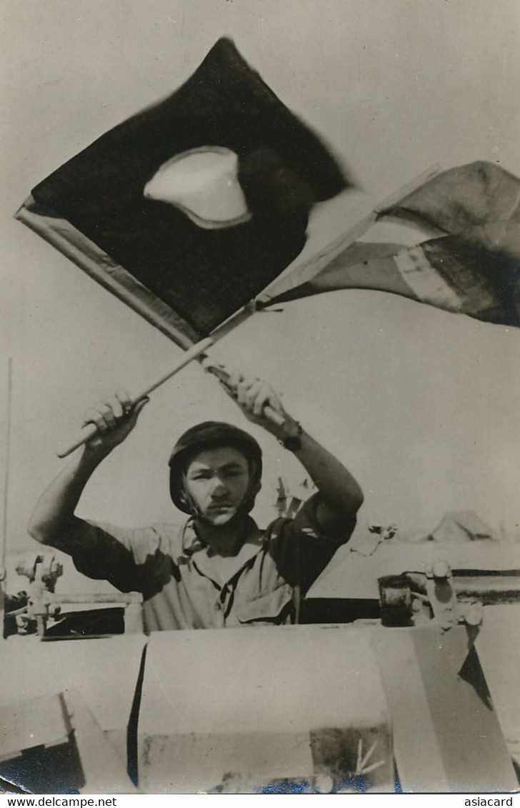 Real Photo Size 10/15 Tripolitania   Signals In A Tank Blindés Char  French Free Troops WWII - Libia