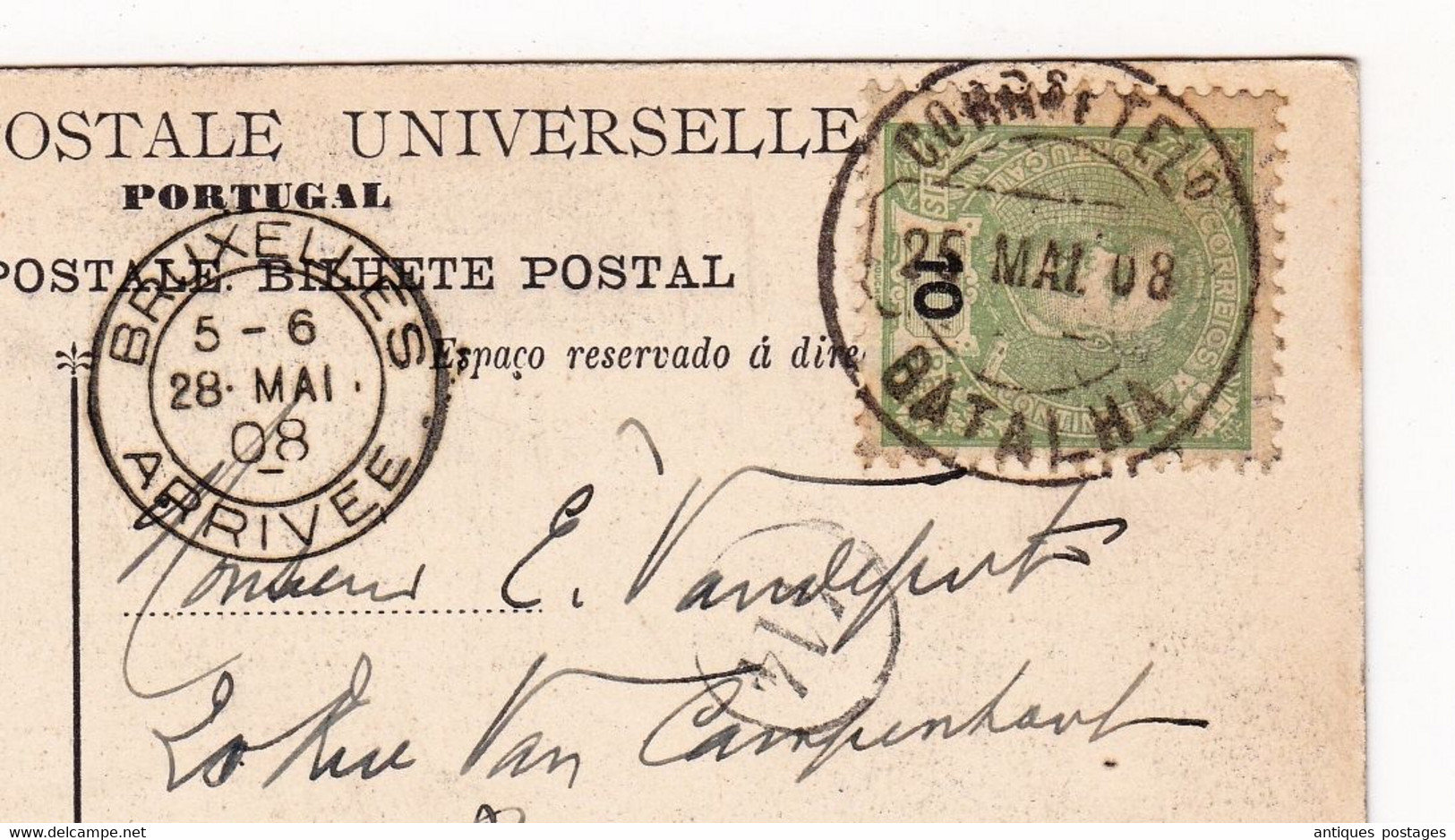 Carte Postale Batalah 1908 Bruxelles Belgique Tumulos Dos Infantes Na Capella Do Fundador - Covers & Documents