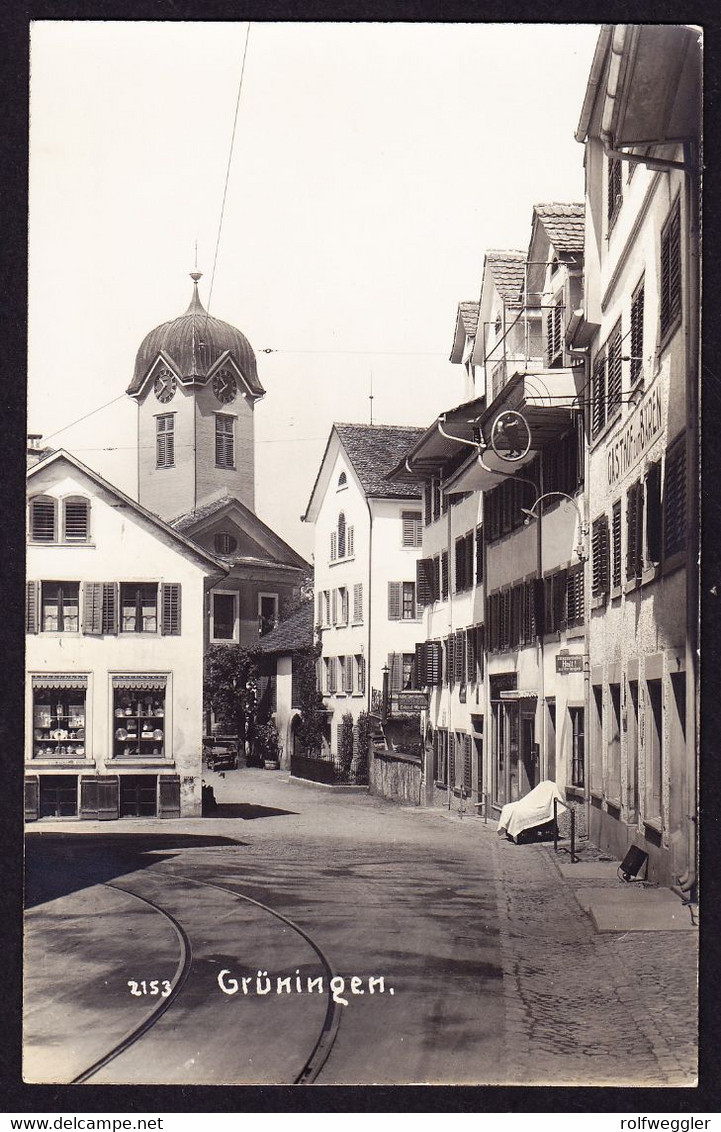 1930 Foto AK Aus Grüningen Beim Gasthof Zum Bären. - Grüningen