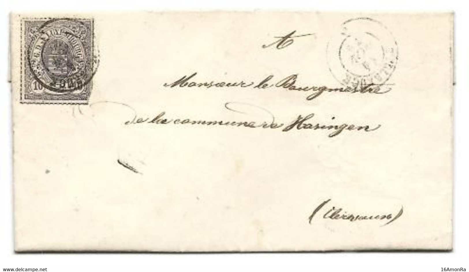 N°17 - 10 Centime Violet-gris Foncé Obl. Dc De ETTELBRUCK sur Lettre Du 14 Novembre 1878 Vers Hosingen  - W1232 - 1859-1880 Wappen & Heraldik
