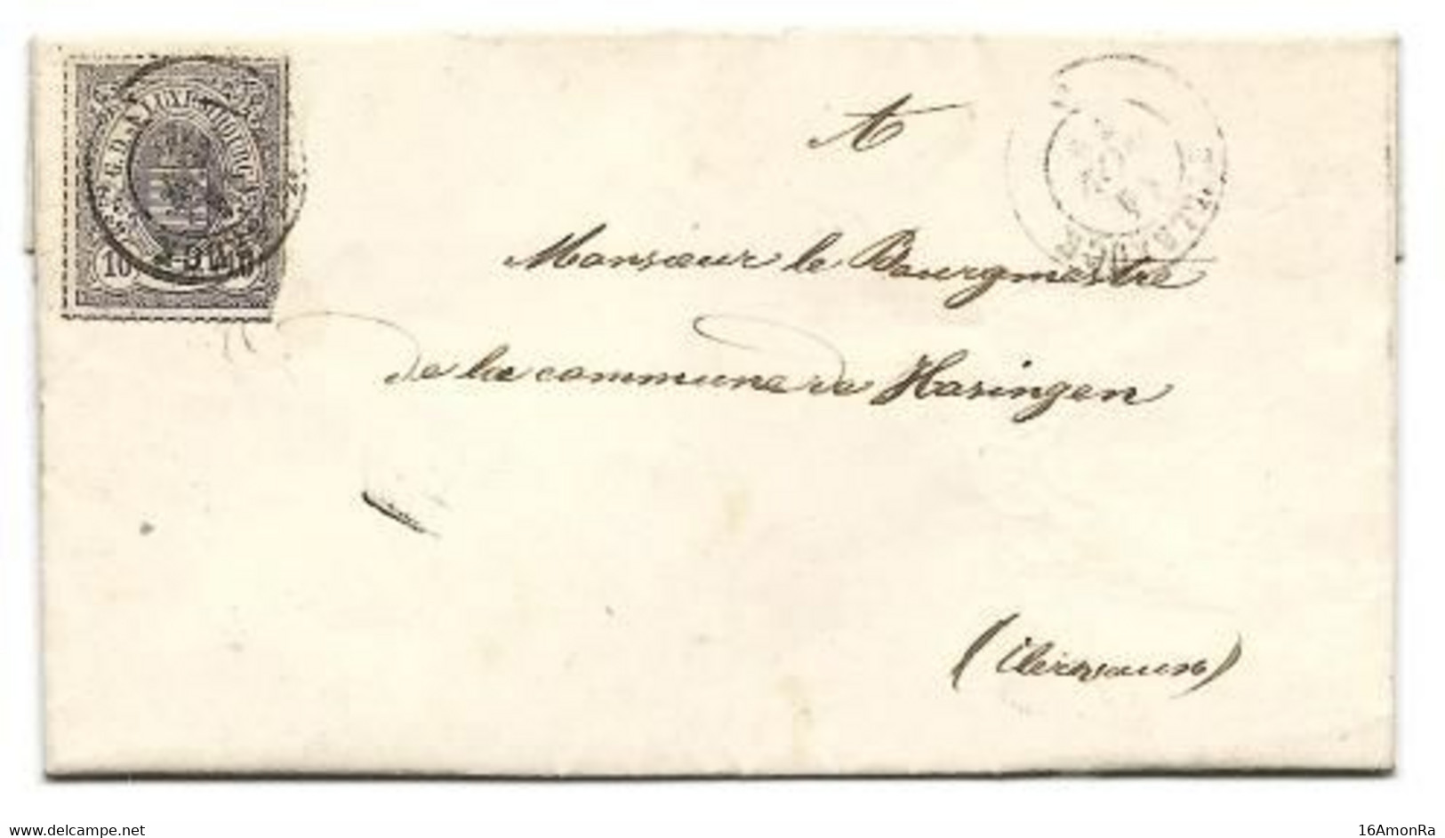 N°17 - 10 Centime Violet-gris Foncé Obl. Dc De ETTELBRUCK sur Lettre Du 14 Novembre 1878 Vers Hosingen  - W1232 - 1859-1880 Wapenschild