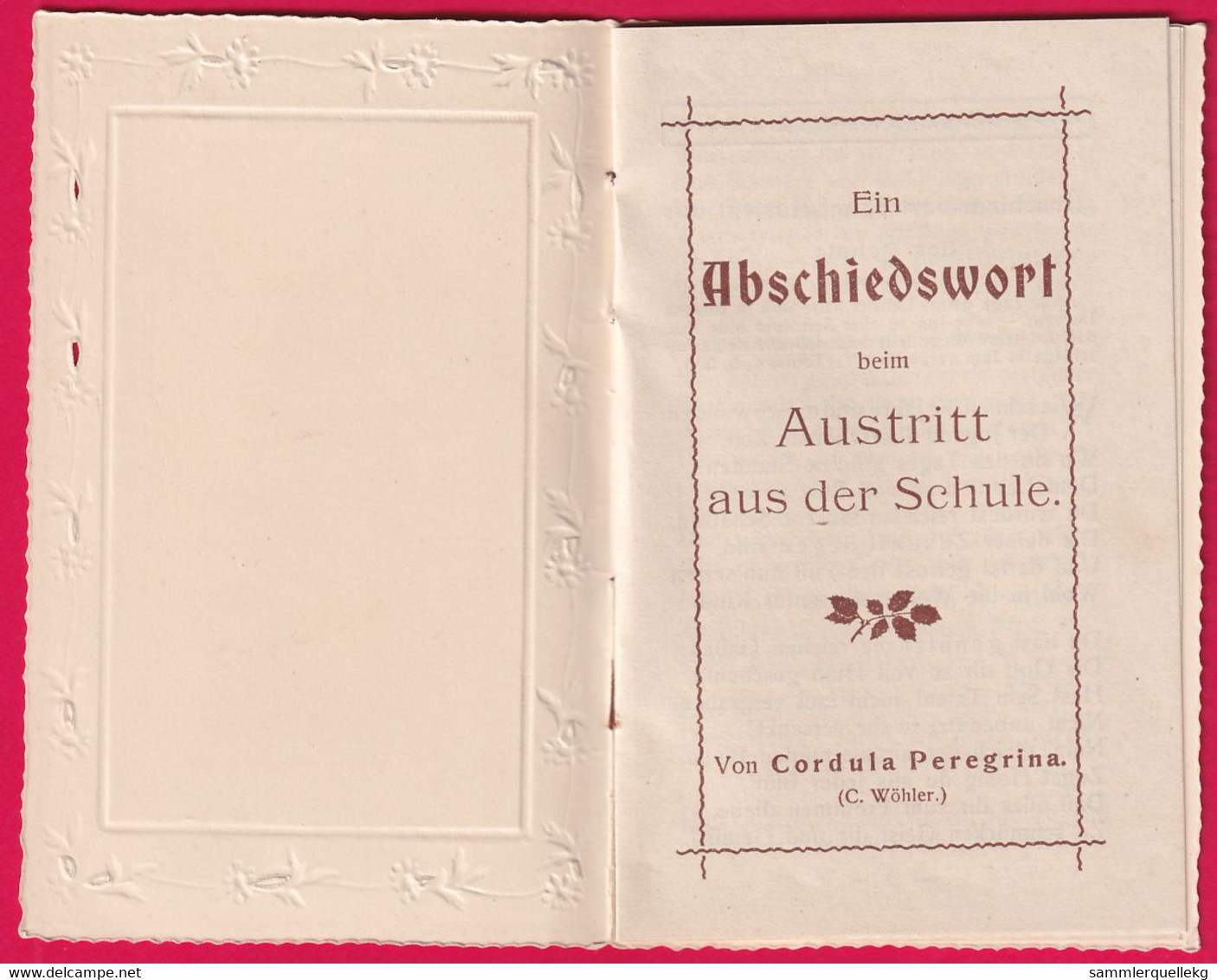 Prägekarte Aufklappbare Um 1910, Ein Abschiedswort Beim Austritt Aus Der Schule - Autres & Non Classés